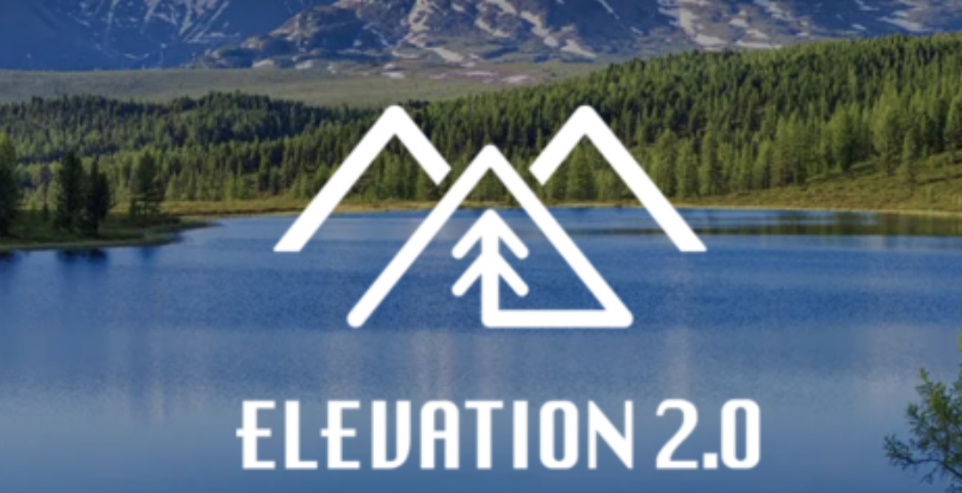 Elevation Conference logo against lake