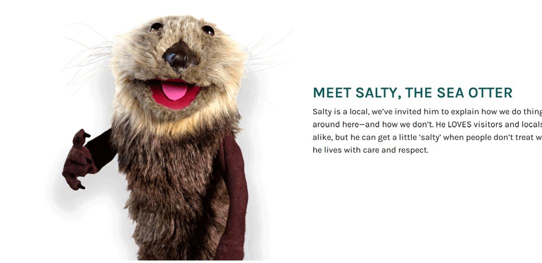 Salty the sea otter Tourism Ucluelet mascot
