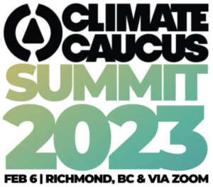 Climate Caucus Summit 2023 colour logo with date and location